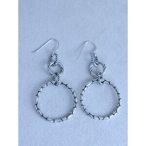 Brighton Pebble Rings French Wire Earrings Silver Plated Balinese Artisan 2"